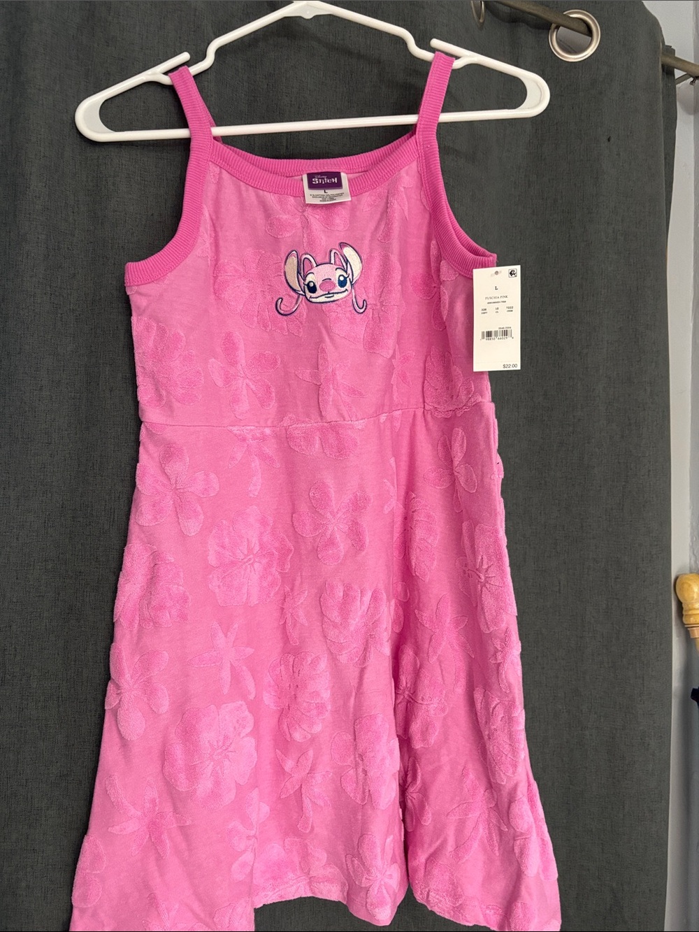 Disney Pink Girls' Lilo & Stitch Embroidered Floral Tank Dress